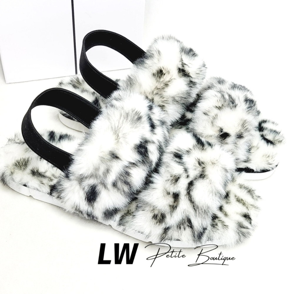 Dolce Vita Spotted Faux Fur Poochy Slingback Women's Slippers sz 9